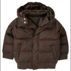 GYMBOREE ALPINE PATROL BROWN HOODED PUFFER JACKET boys size Small (5-6)
